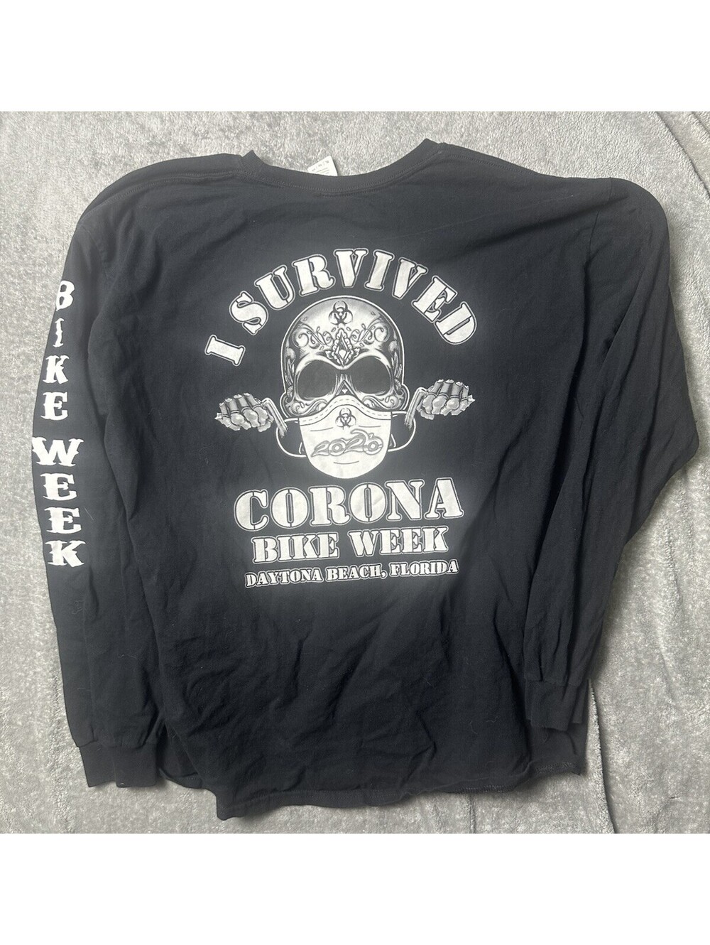2020 Corona Bike Week Daytona Beach FL Long Sleeve Skull Biker Shirt XL